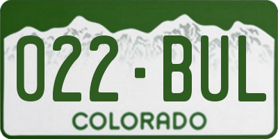 CO license plate 022BUL