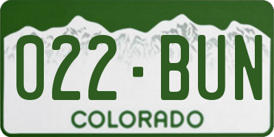 CO license plate 022BUN