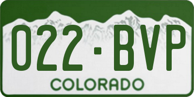 CO license plate 022BVP