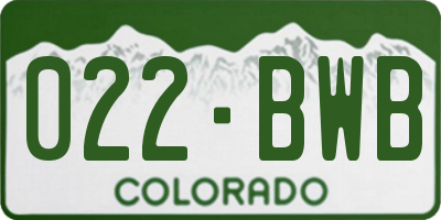CO license plate 022BWB