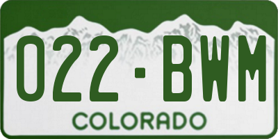 CO license plate 022BWM