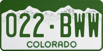 CO license plate 022BWW