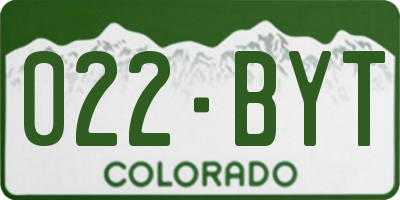 CO license plate 022BYT