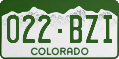 CO license plate 022BZI