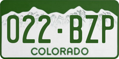 CO license plate 022BZP