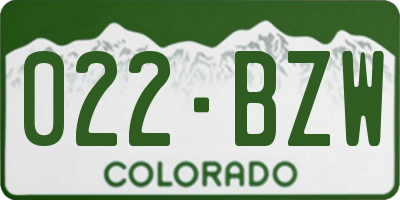 CO license plate 022BZW