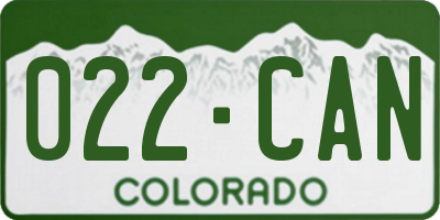CO license plate 022CAN