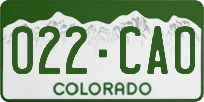 CO license plate 022CAO