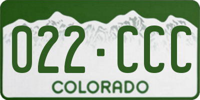 CO license plate 022CCC