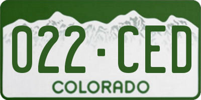 CO license plate 022CED