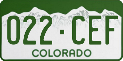 CO license plate 022CEF