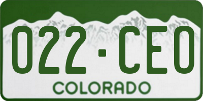 CO license plate 022CEO