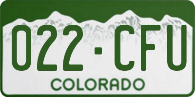 CO license plate 022CFU