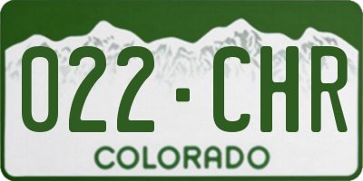 CO license plate 022CHR