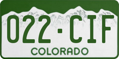 CO license plate 022CIF