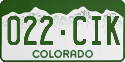 CO license plate 022CIK