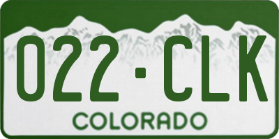 CO license plate 022CLK