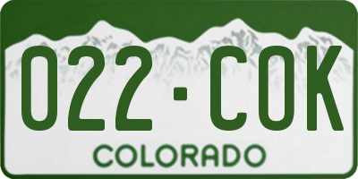 CO license plate 022COK
