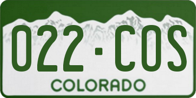 CO license plate 022COS