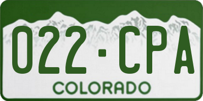 CO license plate 022CPA