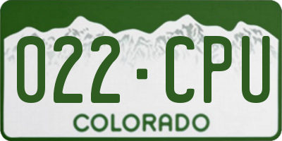 CO license plate 022CPU