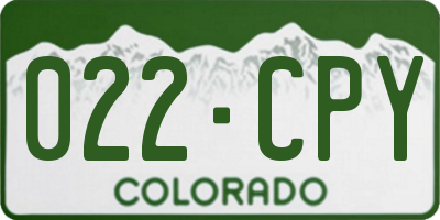 CO license plate 022CPY
