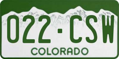 CO license plate 022CSW