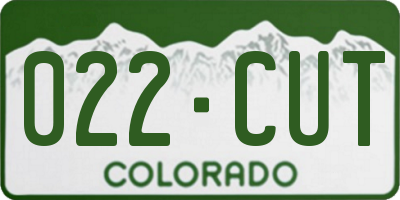 CO license plate 022CUT