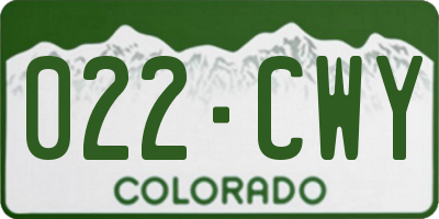 CO license plate 022CWY
