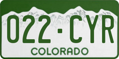 CO license plate 022CYR