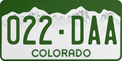 CO license plate 022DAA