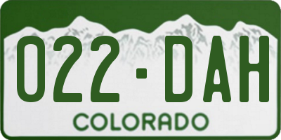 CO license plate 022DAH