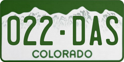 CO license plate 022DAS