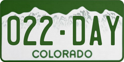 CO license plate 022DAY