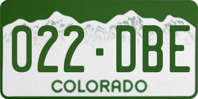 CO license plate 022DBE