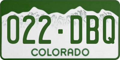 CO license plate 022DBQ