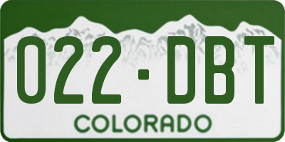 CO license plate 022DBT