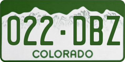 CO license plate 022DBZ