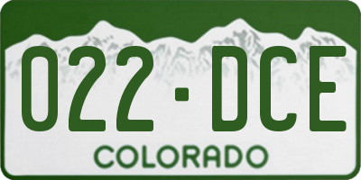 CO license plate 022DCE