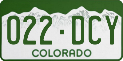 CO license plate 022DCY
