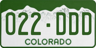 CO license plate 022DDD