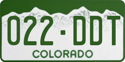 CO license plate 022DDT