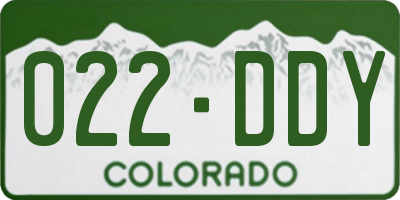 CO license plate 022DDY