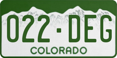 CO license plate 022DEG