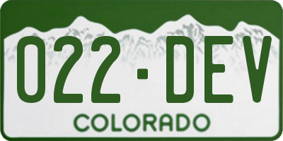 CO license plate 022DEV