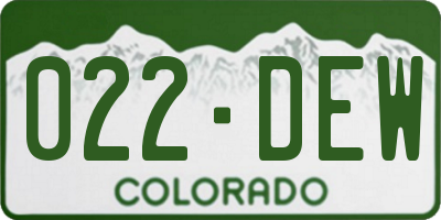 CO license plate 022DEW