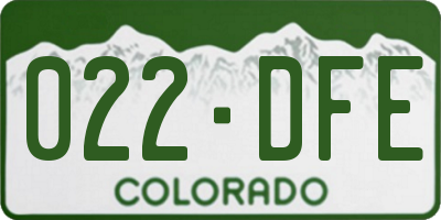 CO license plate 022DFE