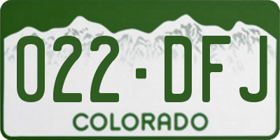 CO license plate 022DFJ