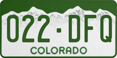 CO license plate 022DFQ