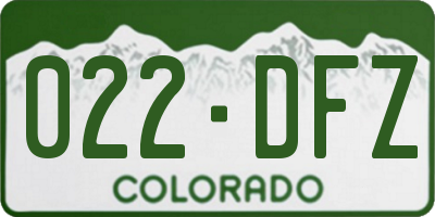 CO license plate 022DFZ